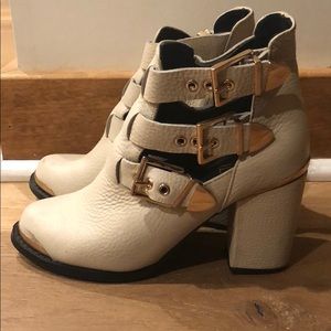 Ivory Authentic Leather Booties